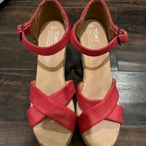 TOMS Red Wedge Sandals